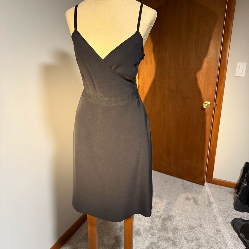 Elegant Black Spaghetti Strap Silk Dress